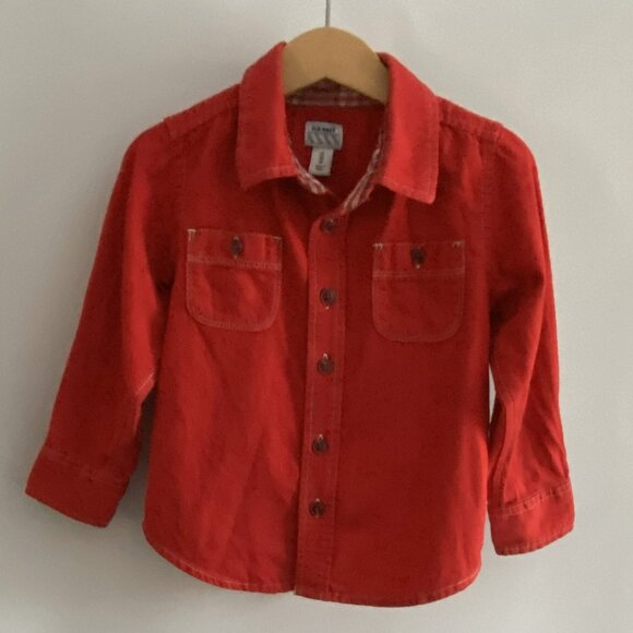 Old Navy Red Long-Sleeve Button-Down Shirt size 3T - Picture 3 of 11